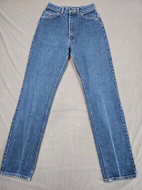 VTG Lee Womens Blue High-Waist Straight-Leg Jeans Size 8 Made USA 100% Cotton